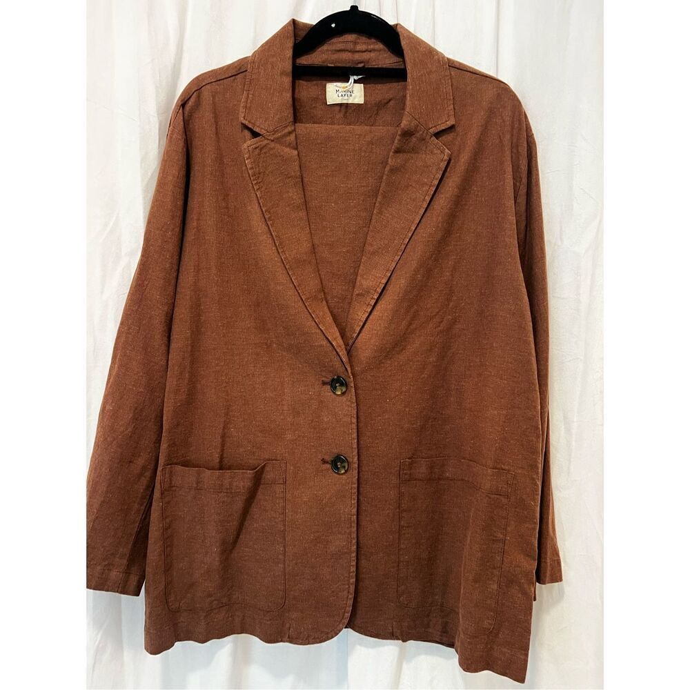 Marine Layer Women's Brown Flora Hemp Pinecone Blazer Jacket Size Large NWOT - Picture 4 of 8
